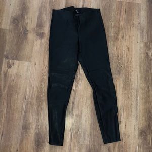 Black leather skinny pants